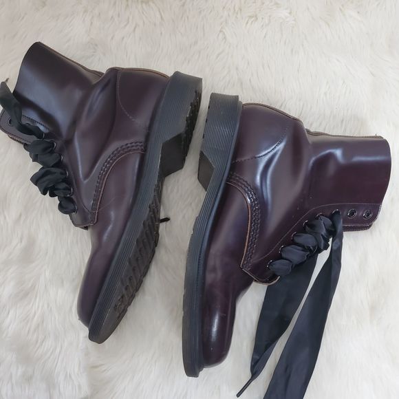 Dr. Martens Made in England Cherry Red Lace Up Combat Boots - Picture 5 of 16